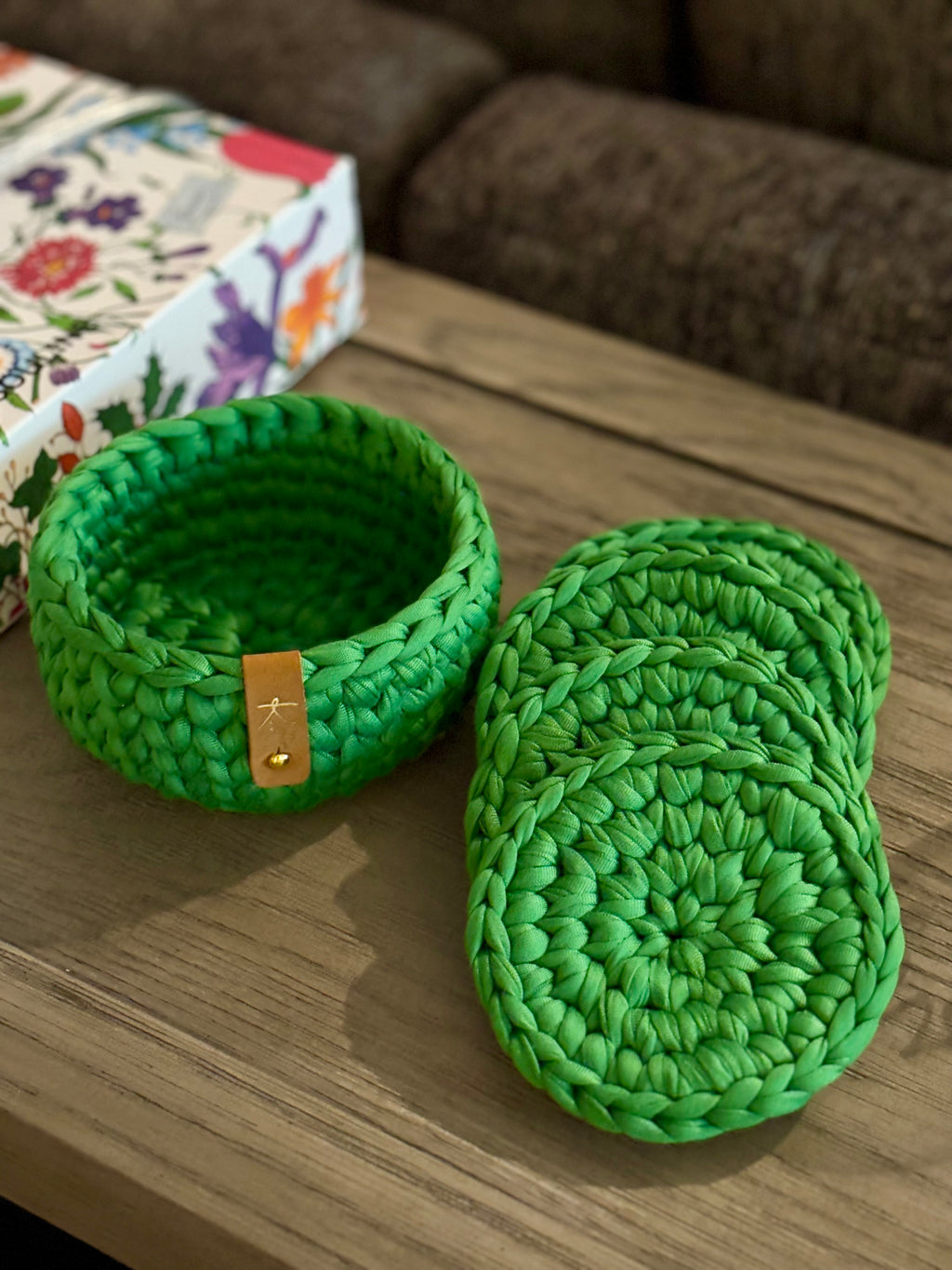 Coaster Set with Matching Holder