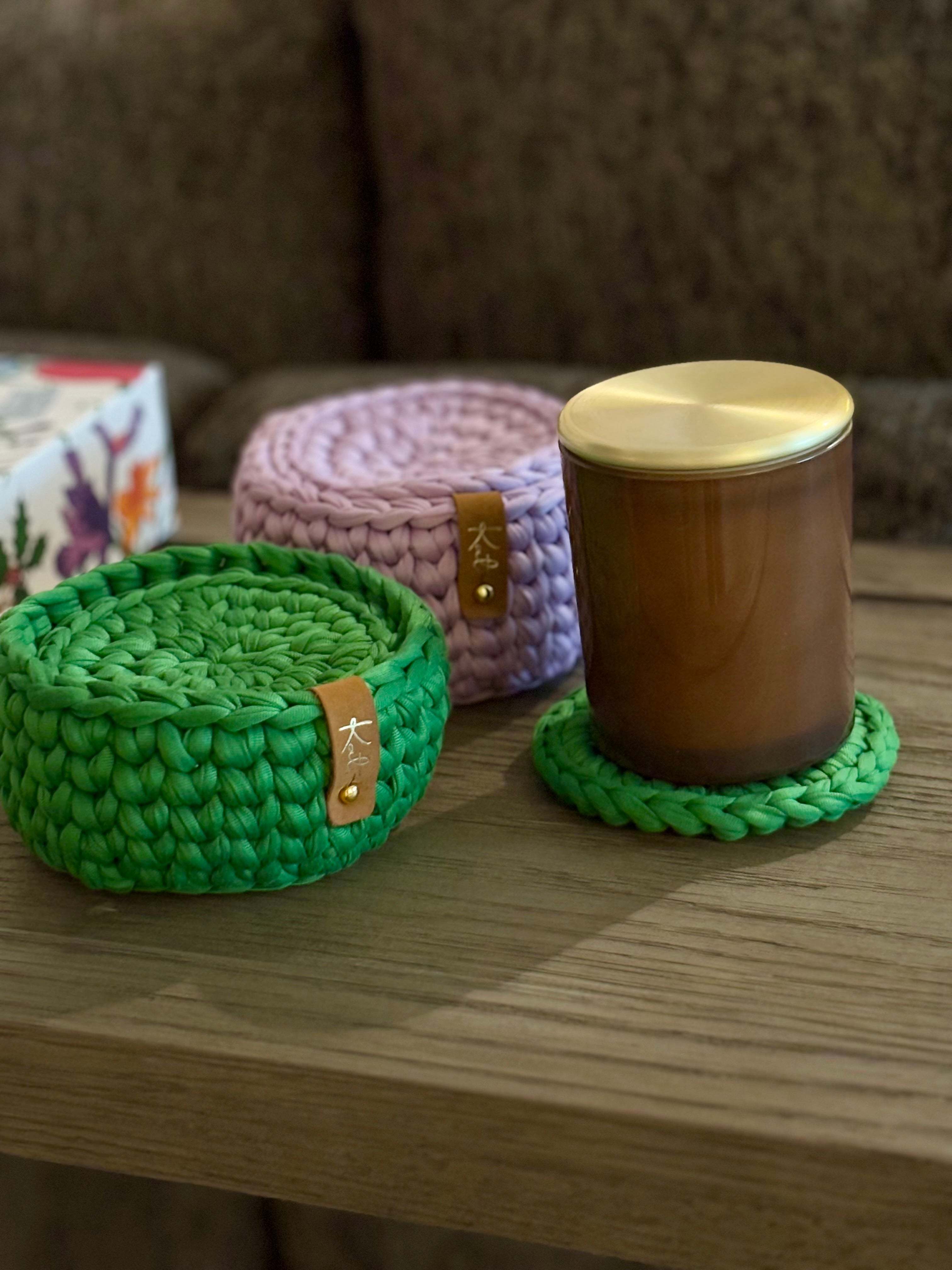 Coaster Set with Matching Holder