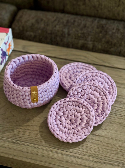 Coaster Set with Matching Holder