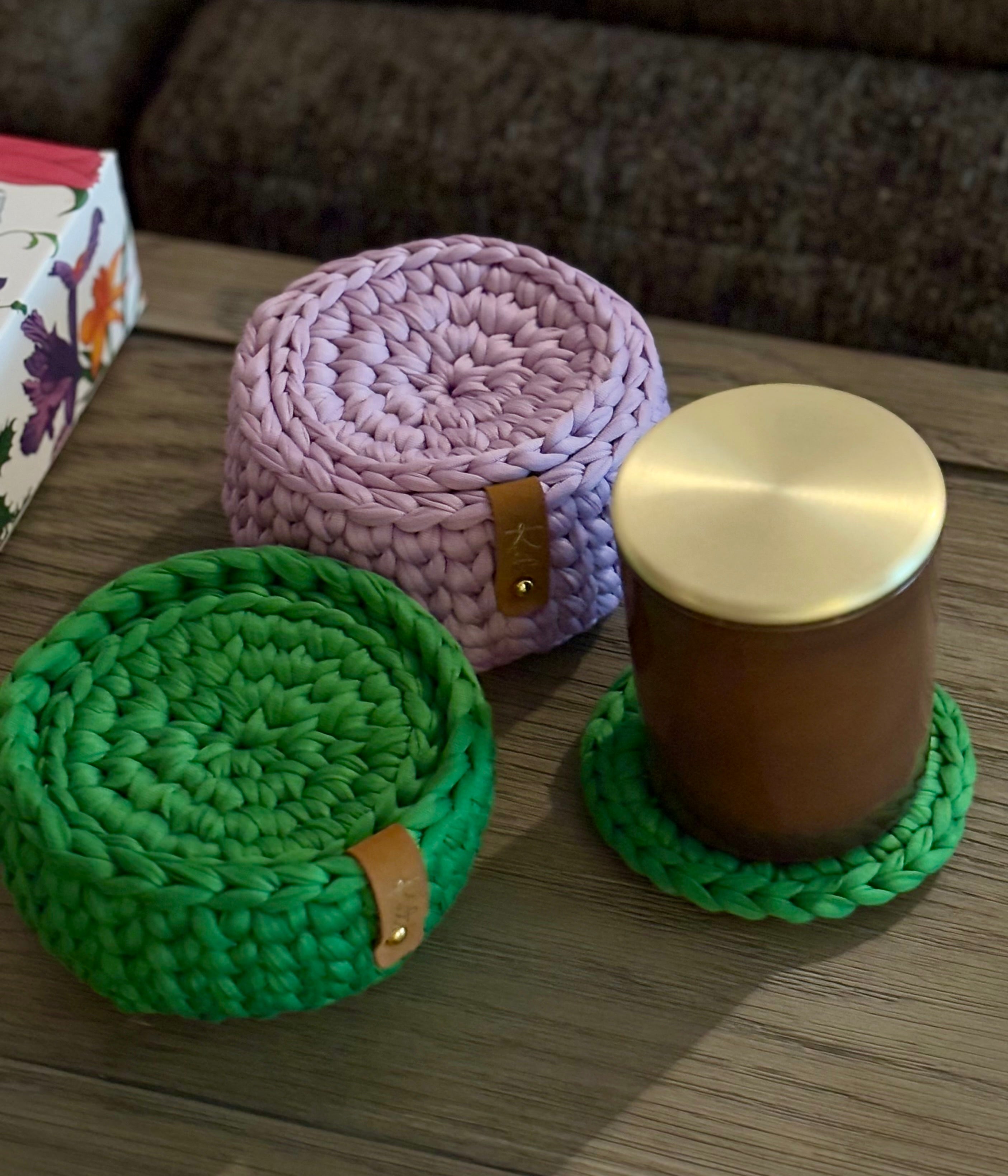 Coaster Set with Matching Holder