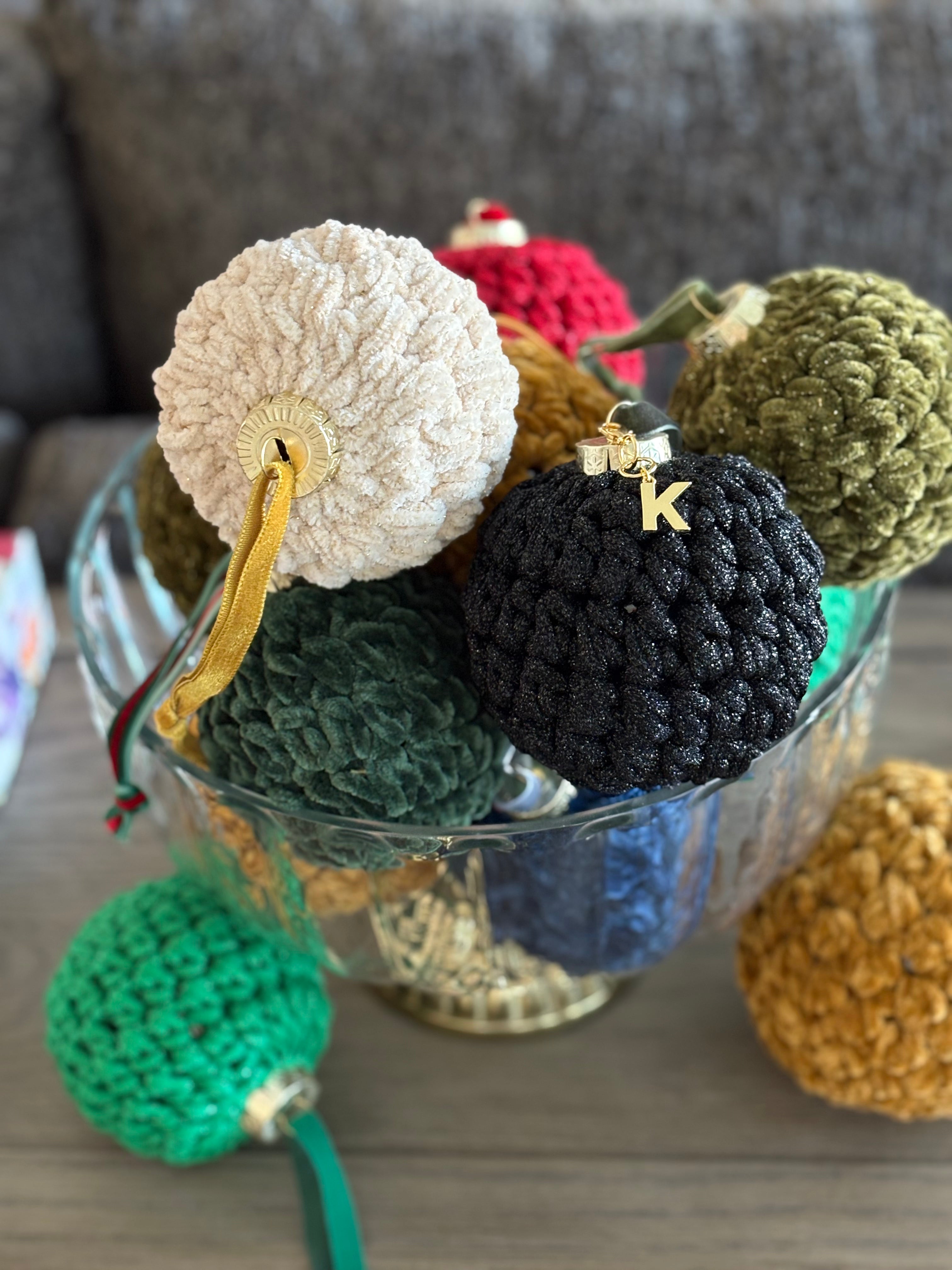 Crochet Velvet Christmas Ornaments 5”