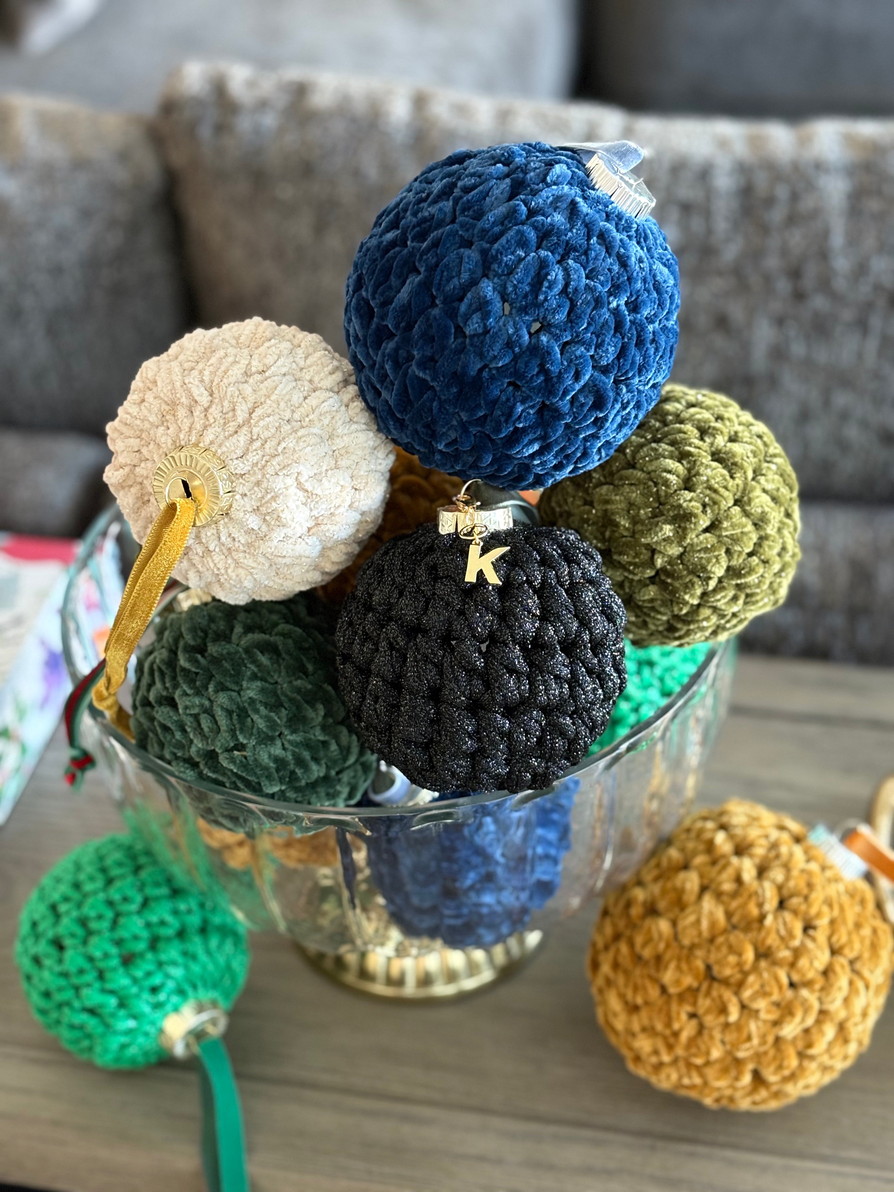 Crochet Velvet Christmas Ornaments 4”