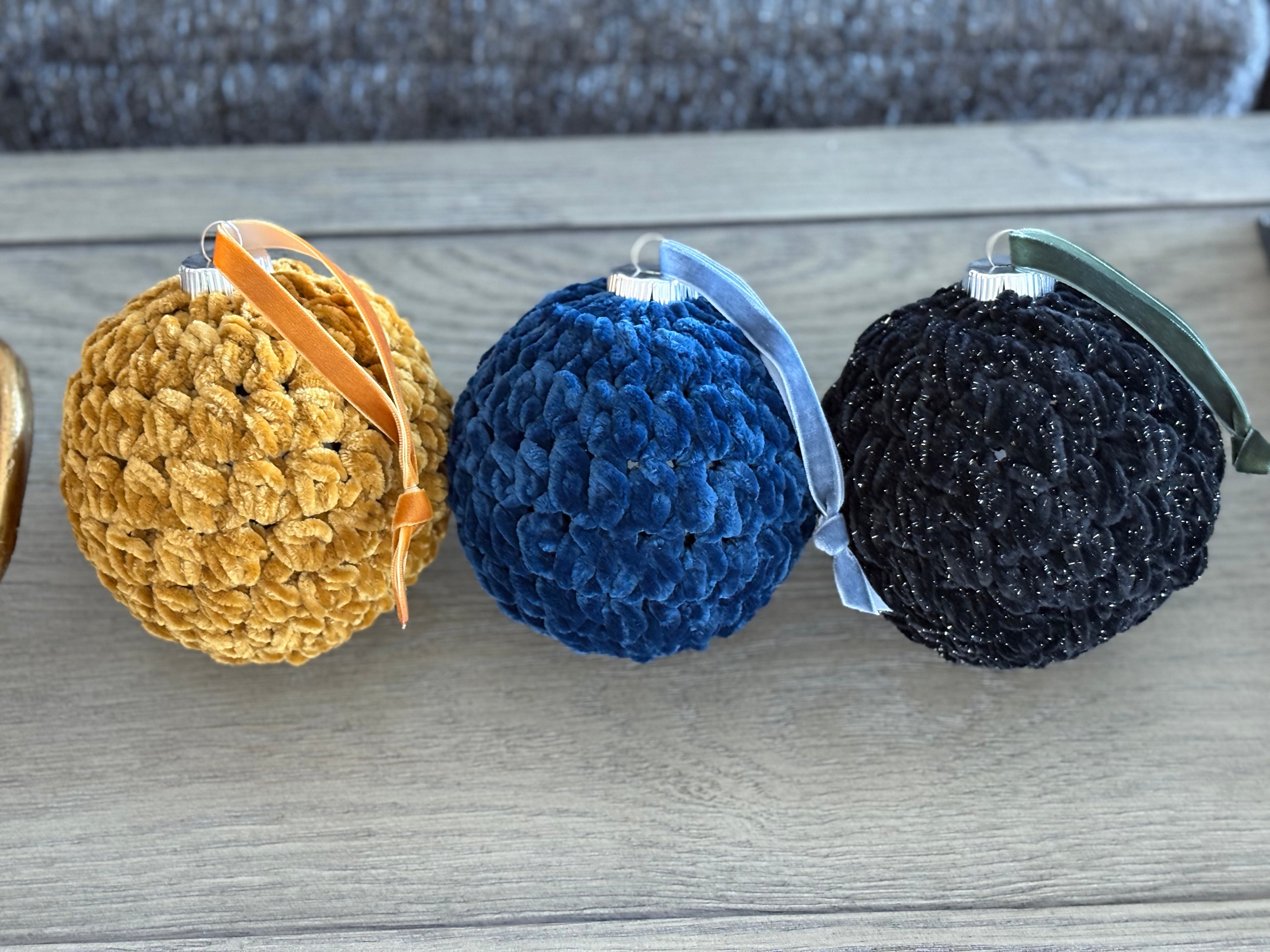 Crochet Velvet Christmas Ornaments 5”